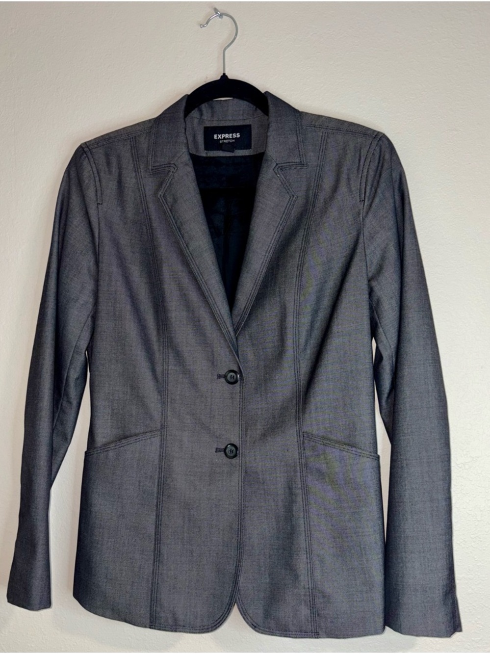 Express Women's Charcoal Gray Tailored Blazer